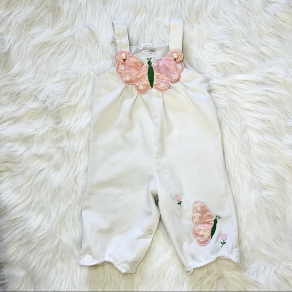 Vintage Baby Togs baby girls butterfly overalls Size 6-9 months